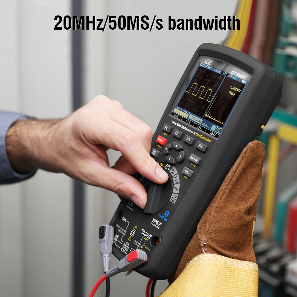 CEM DT-9989 2 in 1 Professional 50000 counts True RMS Digital Multimeter Oscilloscope With 320x240 TFT Color LCD Display CEM DT-9989 2 in 1 Professional 50000 counts True RMS Digital Multimeter Oscilloscope With 320x240 TFT Color LCD Display